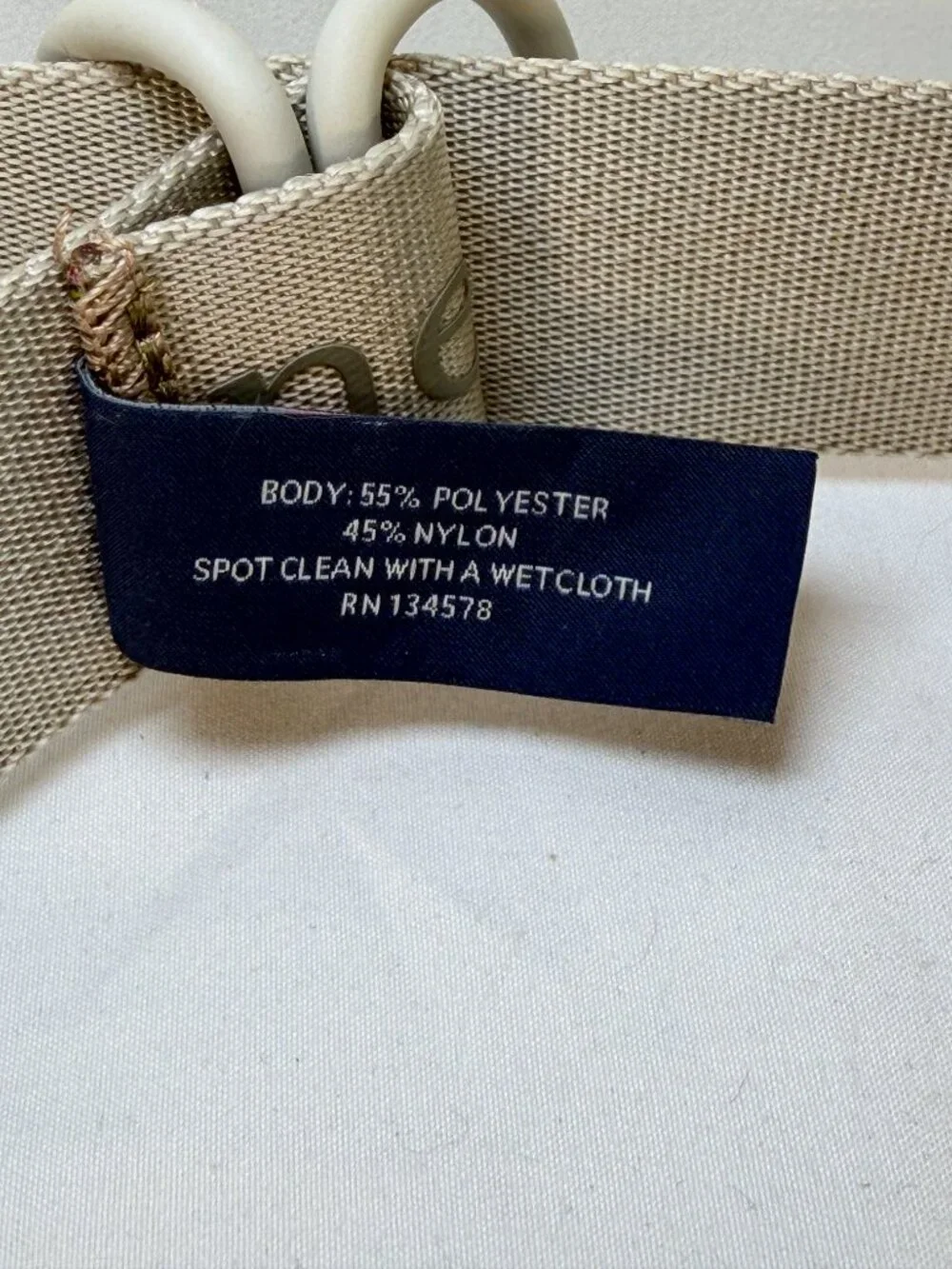 NWOT VINEYARD VINES Gray Beige On The Go Belt Metal Ring XS